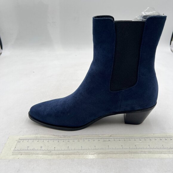 FOWT Deep Blue Men Fashion Round Toe Block Low Heel Stretchy Pull On Ankle Boots main image 6